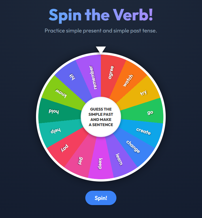 Spin the Verb — vista previa